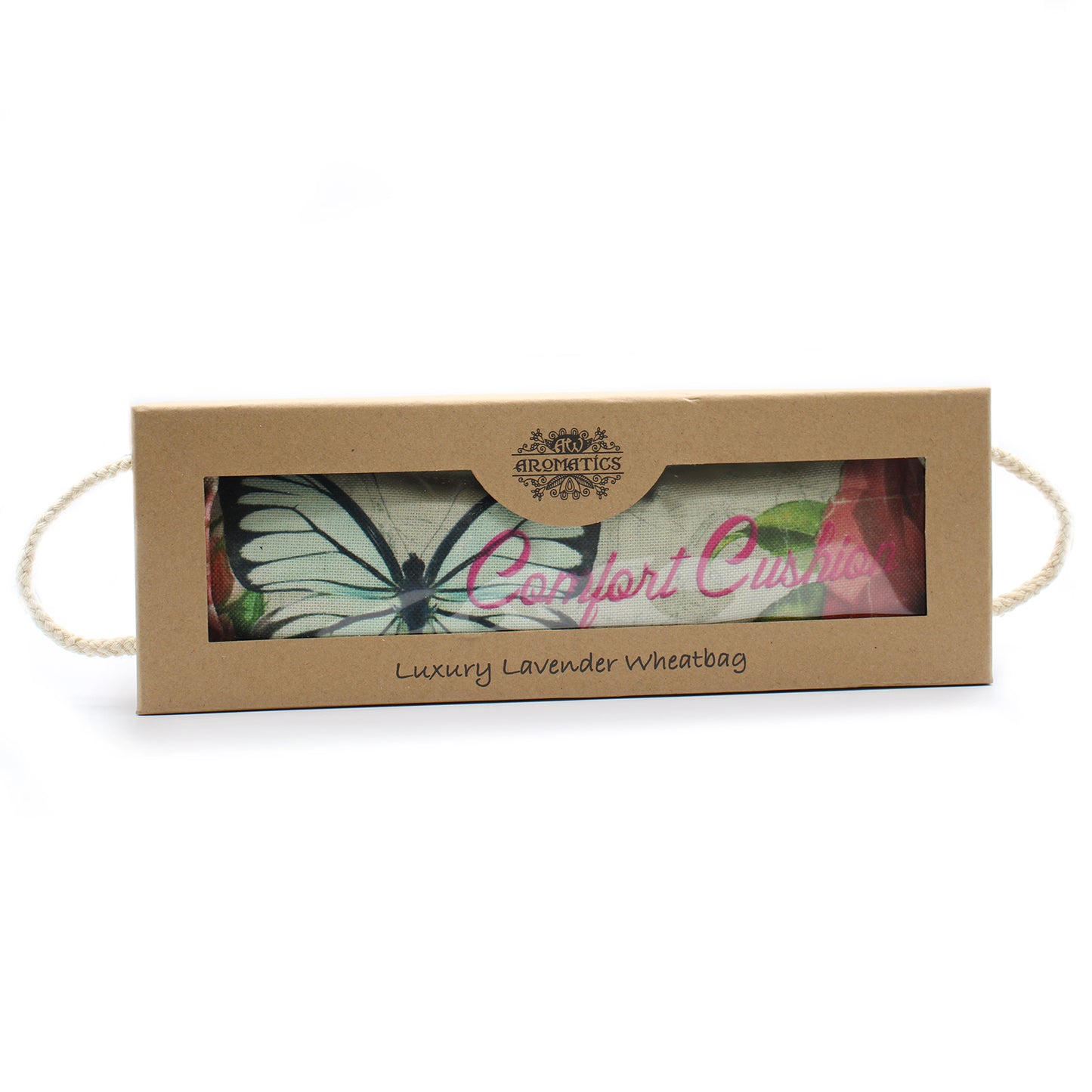 Luxury Lavender Wheat Bag in Gift Box Butterfly & Roses