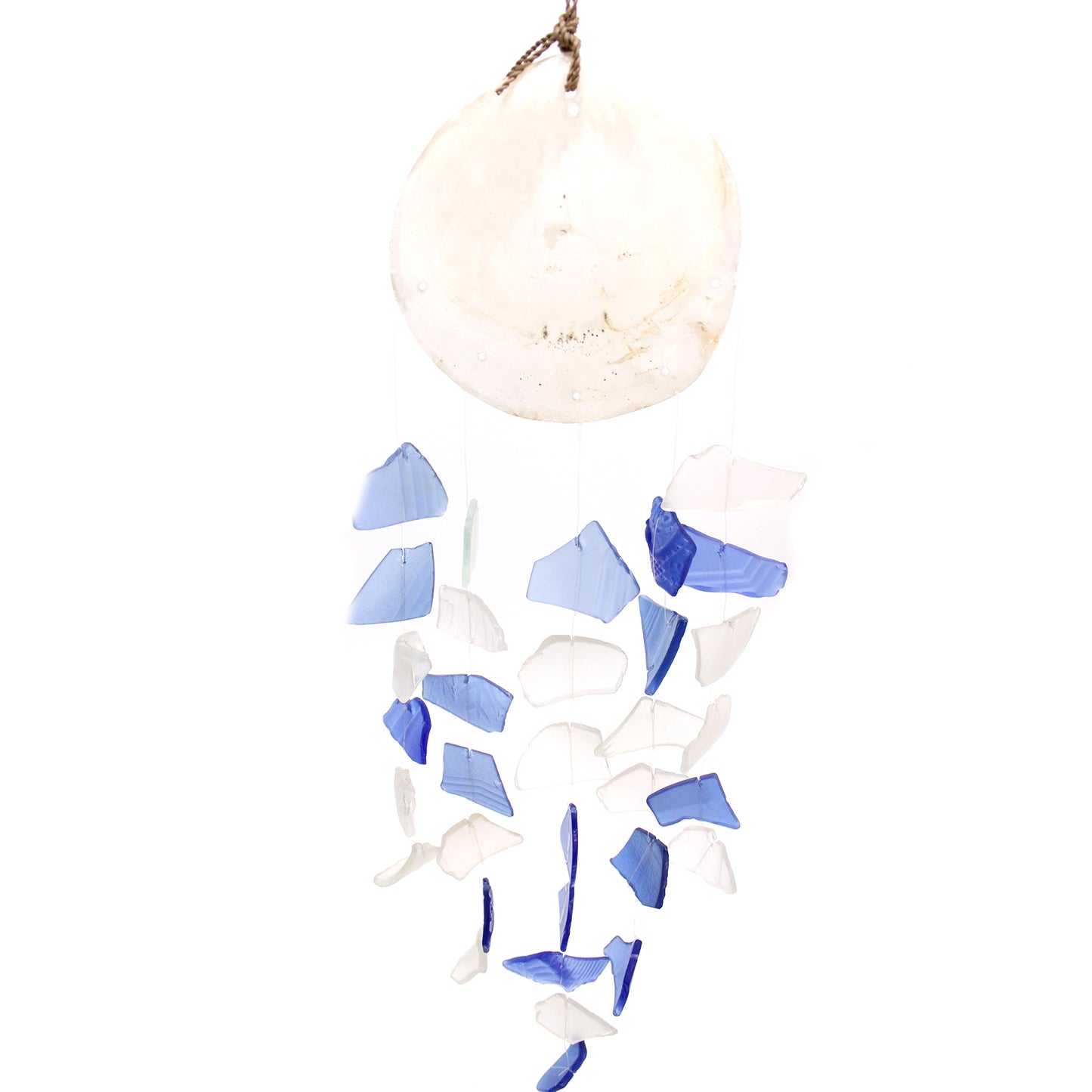 Copis and Glass Drop Blue and White Recycled Glass Wind Chime