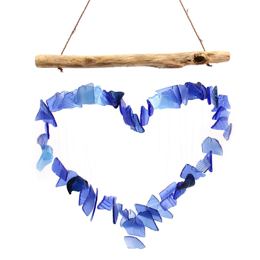 Love Chime Blue Recycled Glass Wind Chime