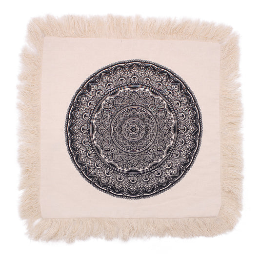 Black Traditional Mandala Cushion Cover 45x45cm