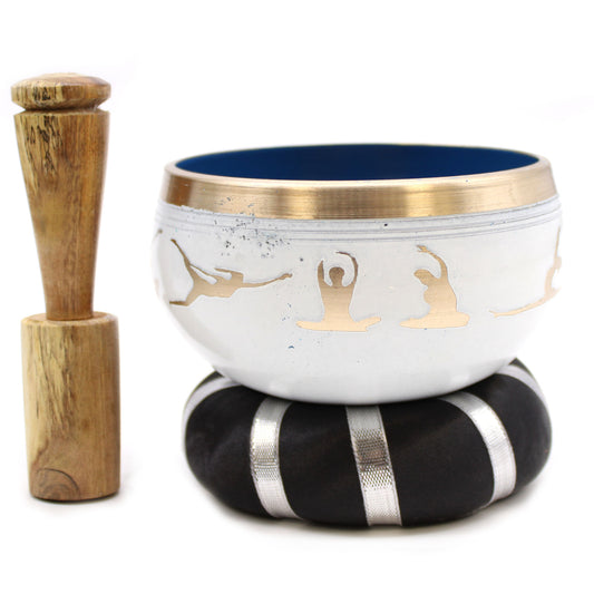 Yoga Moves Singing Bowl Set White Blue 10.7cm