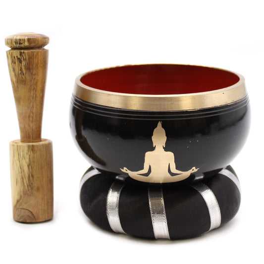 Buddha Singing Bowl Set Black Orange 10.7cm