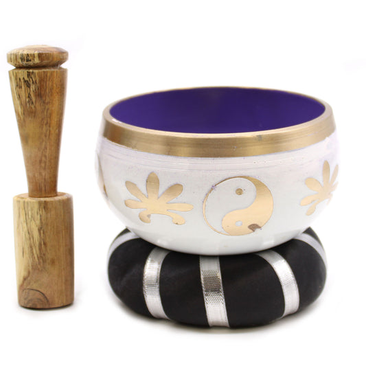 Yin & Yang Singing Bowl Set White Purple 10.7cm