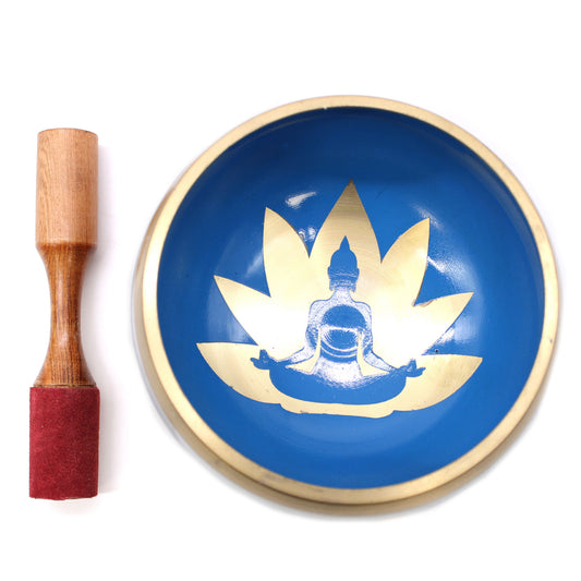 Large Yoga Moves Singing Bowl Set White Blue 14cm