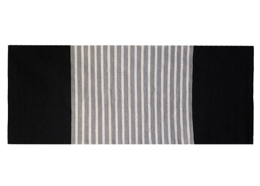 Indian Cotton Rug 70x170cm Black / Grey