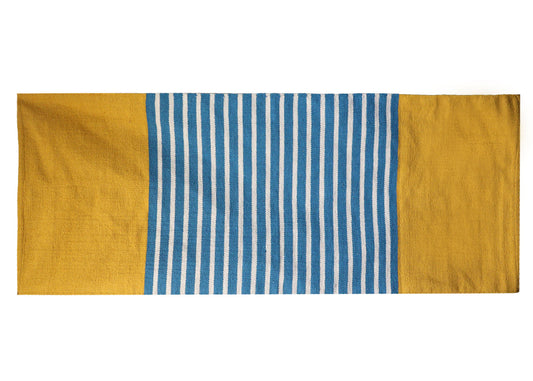 Indian Cotton Rug 70x170cm Yellow/ Blue