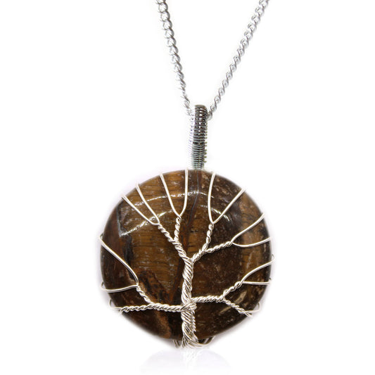 Tiger Eye Tree of Life Gemstone Necklace