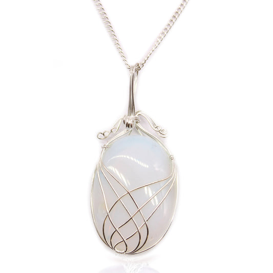 Opalite Swirl Wrapped Gemstone Necklace