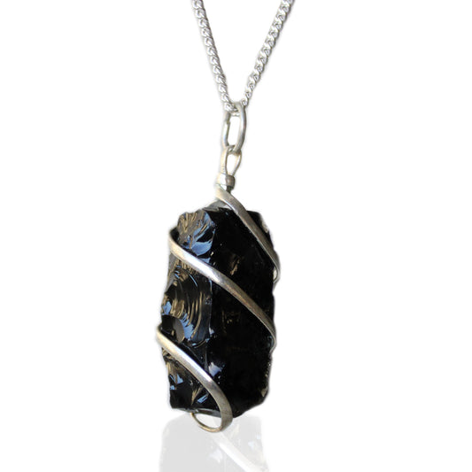 Rough Black Onyx Cascade Wrapped Gemstone Necklace