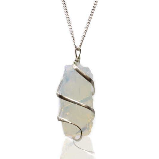 Rough Opalite Cascade Wrapped Gemstone Necklace