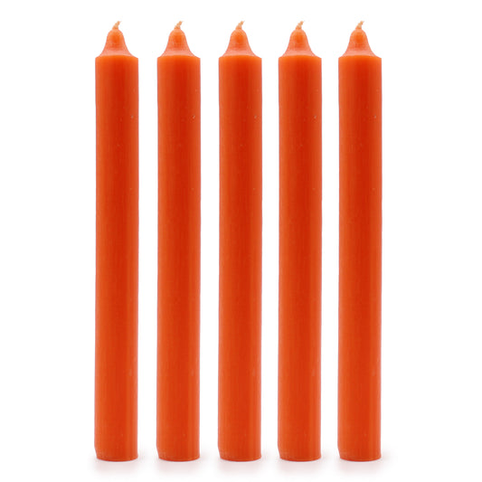 Pack of 5 Rustic Orange Solid Colour Dinner Candles