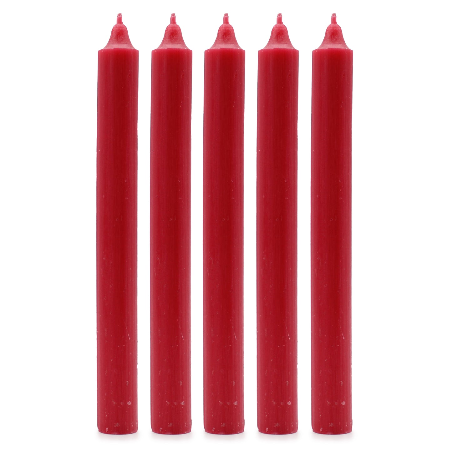 Pack of 5 Rustic Red Solid Colour Dinner Candles