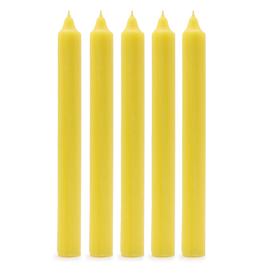 Pack of 5 Rustic Lemon Solid Colour Dinner Candles