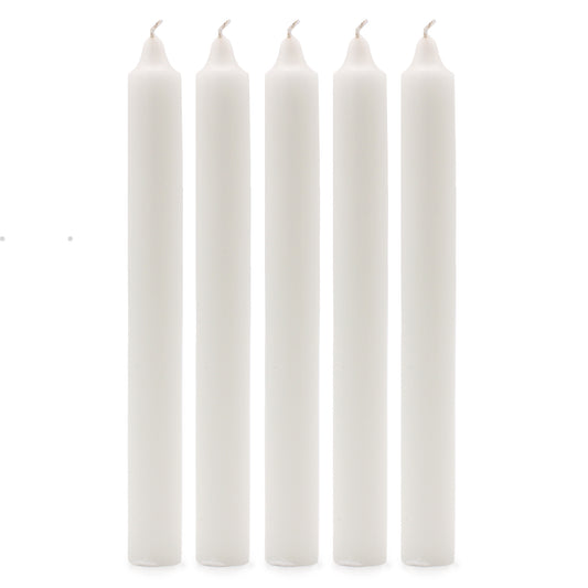 Pack of 5 Rustic White Solid Colour Dinner Candles