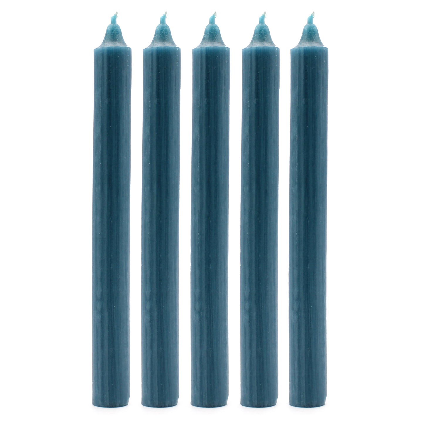 Pack of 5 Rustic Teal Solid Colour Dinner Candles