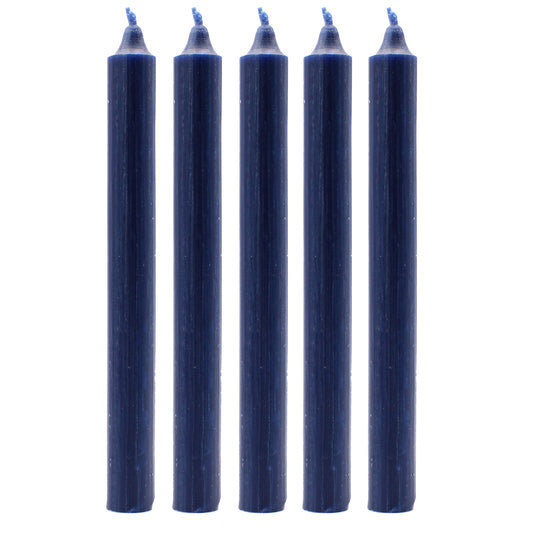 Pack of 5 Rustic Navy Solid Colour Dinner Candles