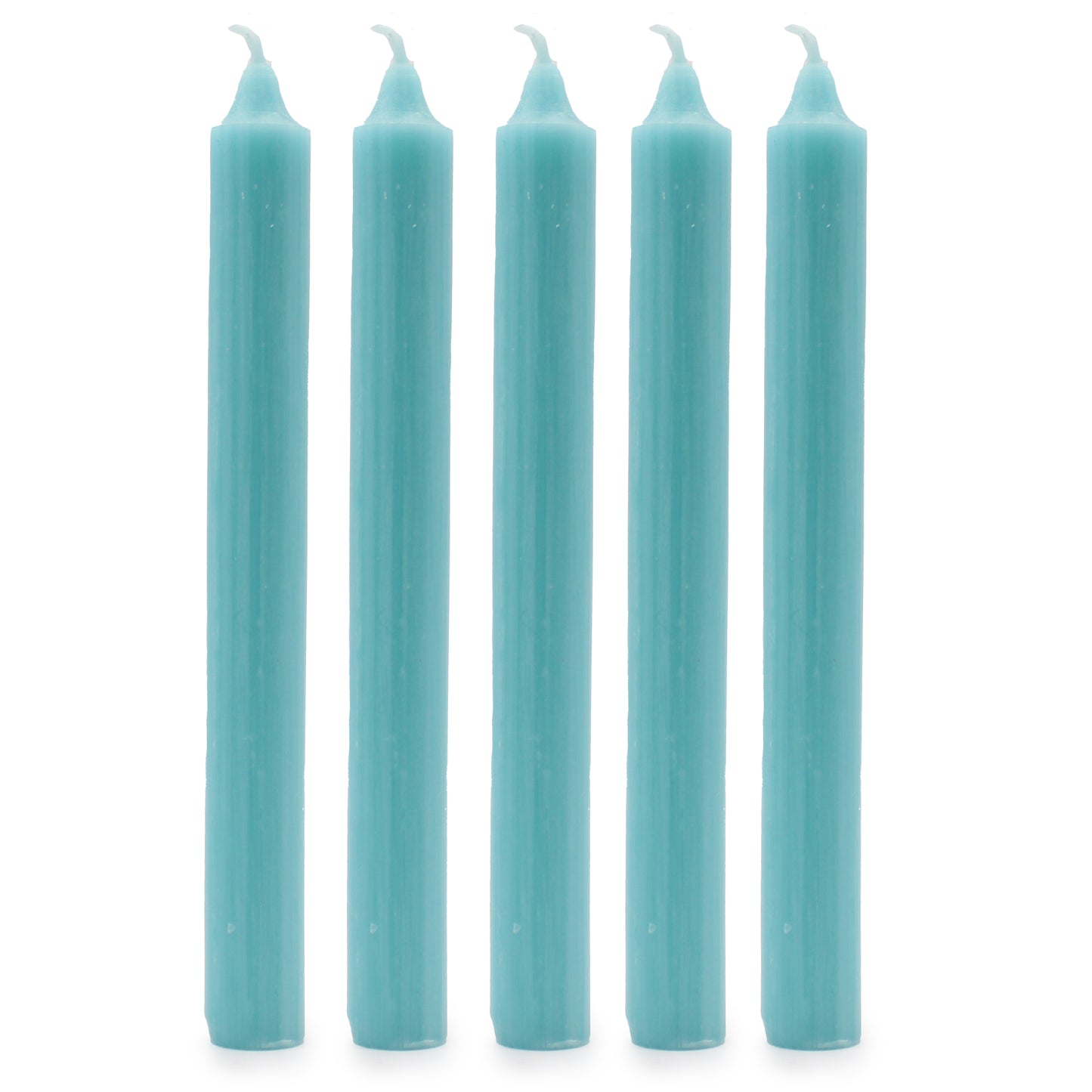 Pack of 5 Rustic Aqua Solid Colour Dinner Candles