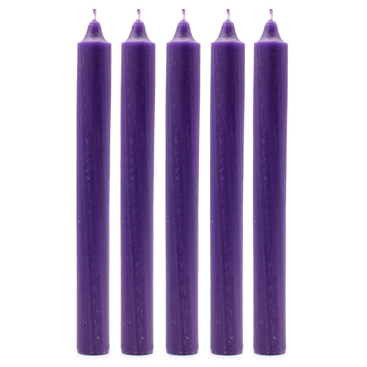 Pack of 5 Rustic Purple Solid Colour Dinner Candles