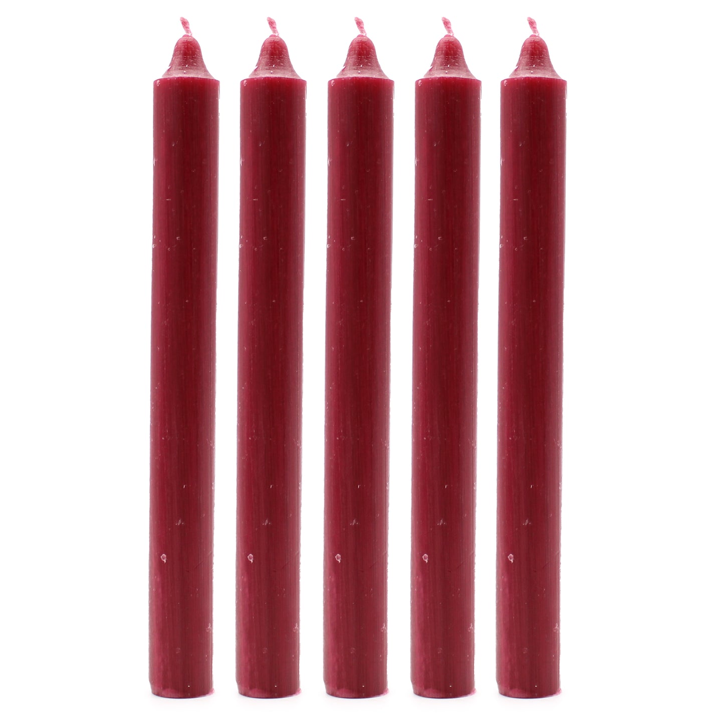 Pack of 5 Rustic Burgandy Solid Colour Dinner Candles