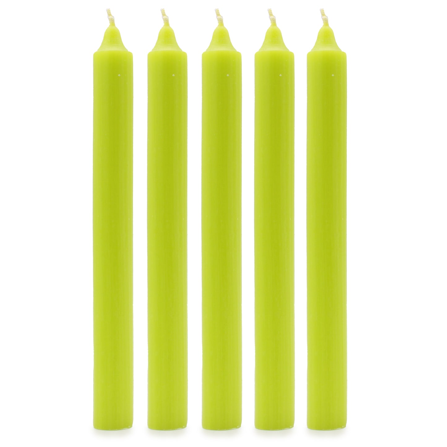 Pack of 5 Rustic Lime Green Solid Colour Dinner Candles