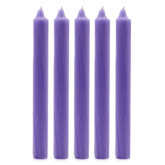 Pack of 5 Rustic Lilac Solid Colour Dinner Candles