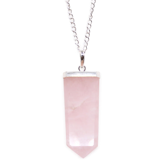 Rose Quartz Gemstone Flat Pencil Pendant