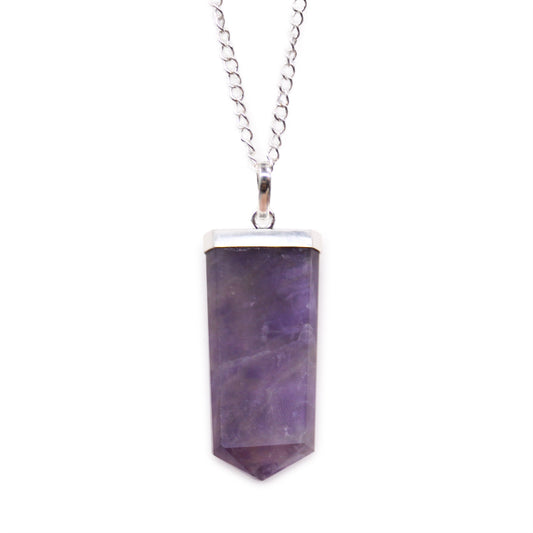 Amethyst Gemstone Flat Pencil Pendant