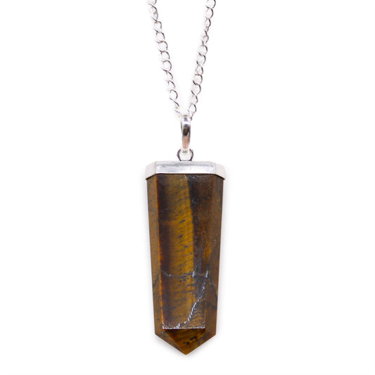 Tiger Eye Gemstone Flat Pencil Pendant