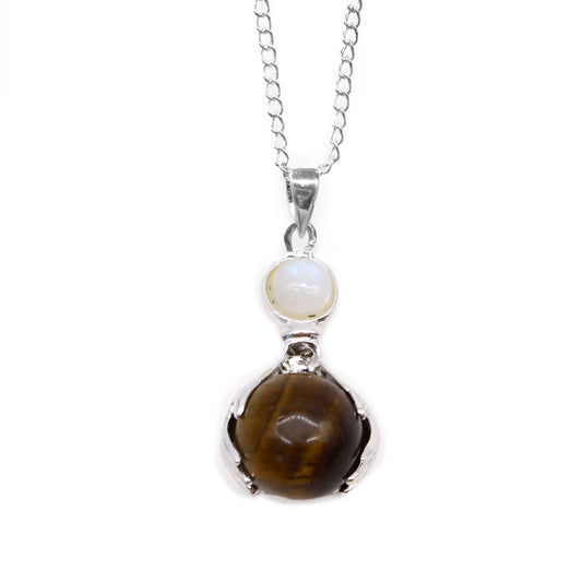 Tiger Eye Gemstone Healing Hands Pendant