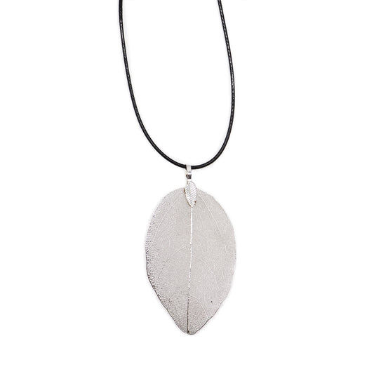 Silver Necklace Bravery Leaf