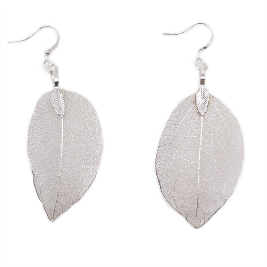 Silver Earrings Bravery Leaf