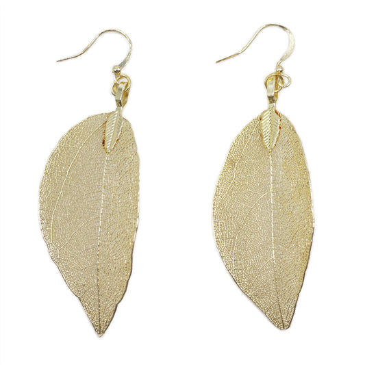 Gold Earrings Bravery Leaf