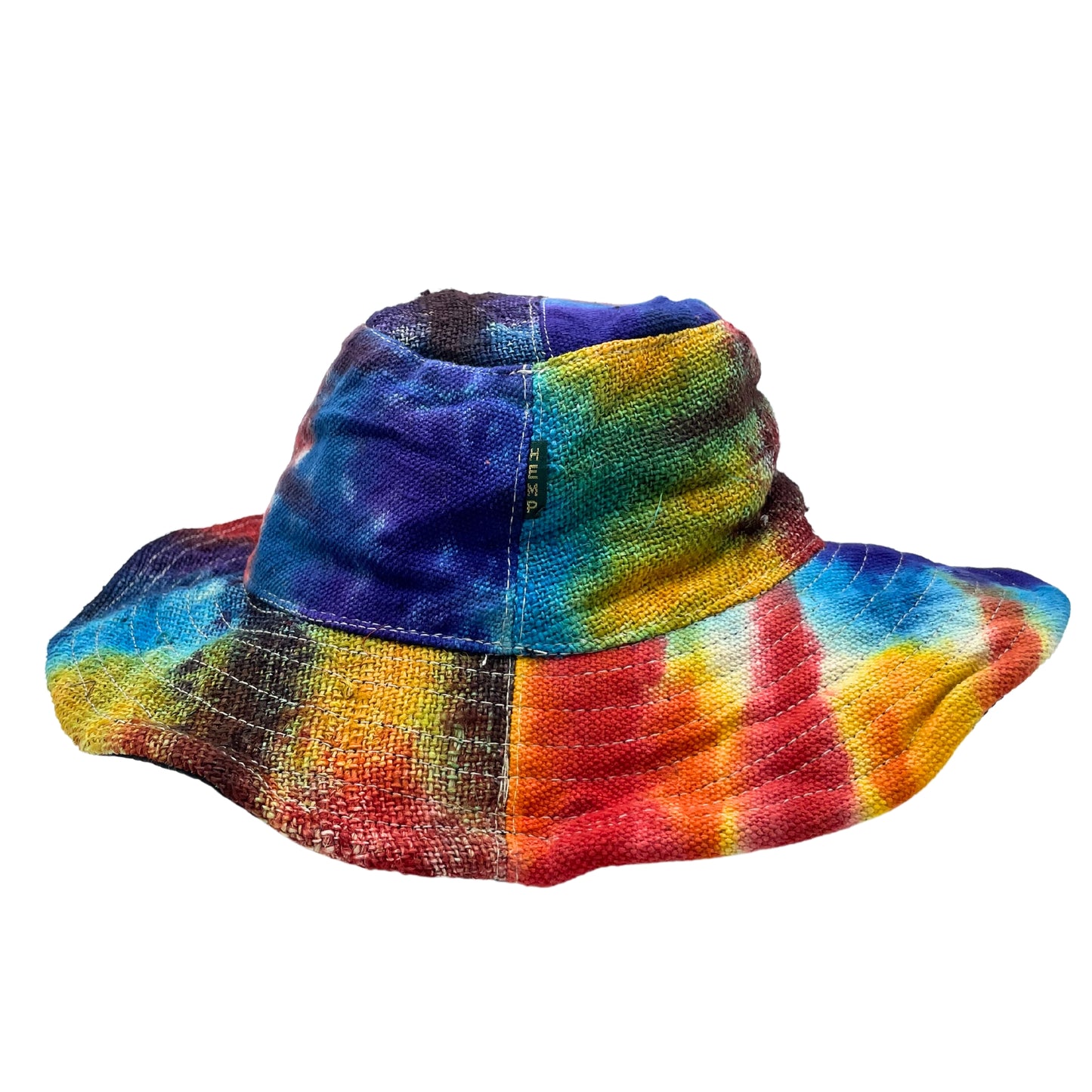 Patched and Wired Hemp & Cotton Boho Festival Hat Tiedye