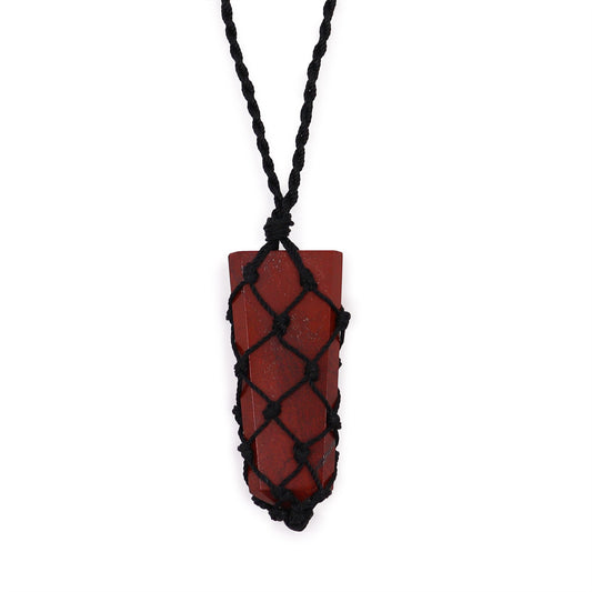 Red Jasper Laced Gemstone Flat Point Pendant