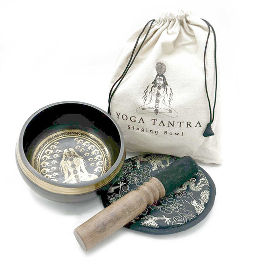 Hand Beaten & Engraved Singing Bowl Gift Set 14cm Yogi