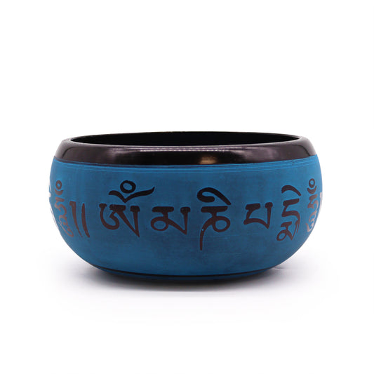 Earth Powder Singing Bowl Blue Mantra Five Buddha 16cm