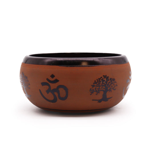 Earth Powder Singing Bowl Clay Om Buddha 16cm