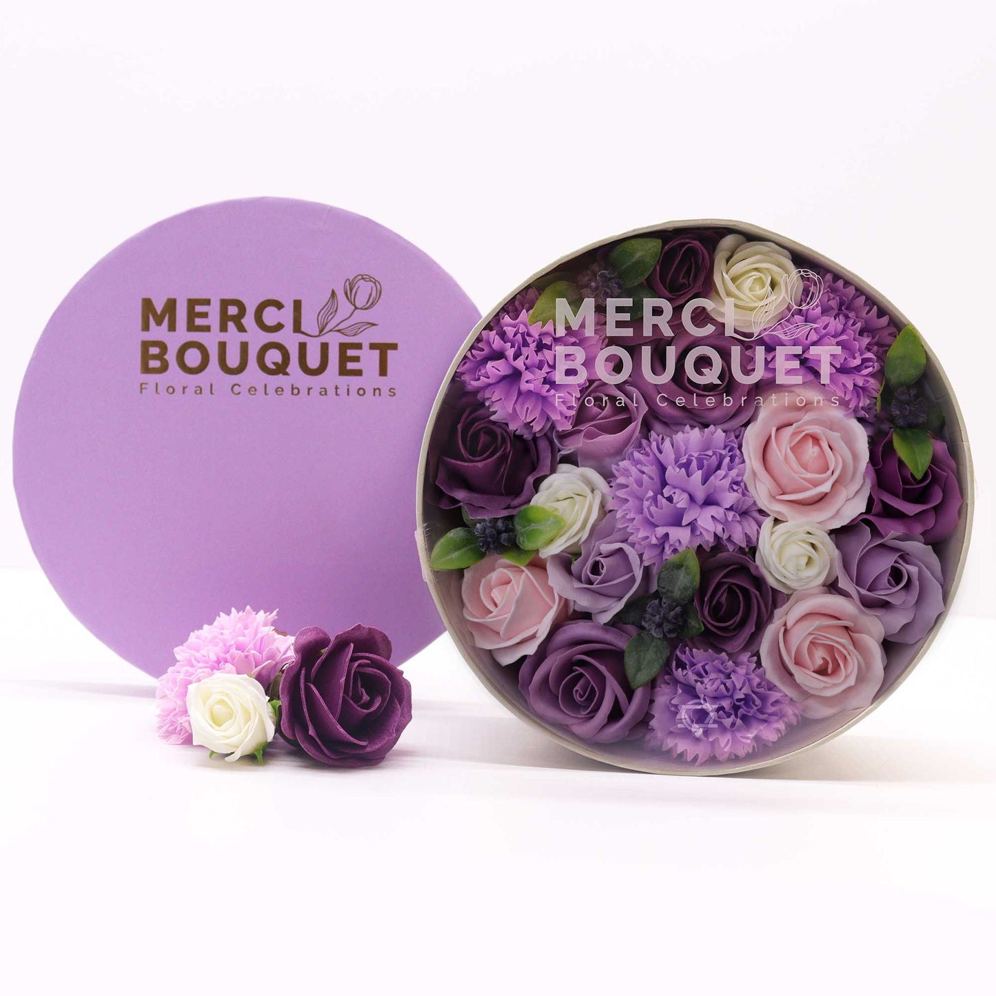 Round Box Lavender Rose & Carnation