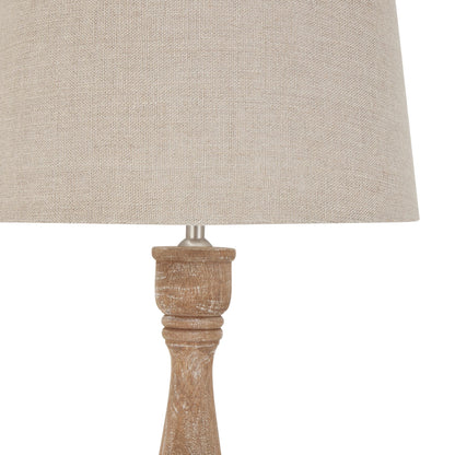 Delaney Natural Wash Candlestick Lamp With Linen Shade