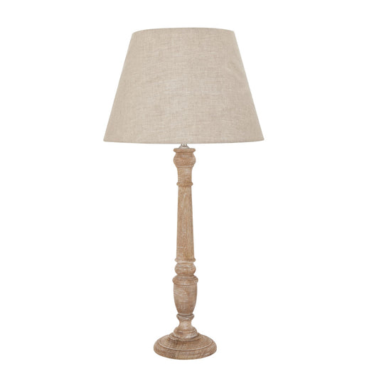 Delaney Natural Wash Spindle Lamp With Linen Shade