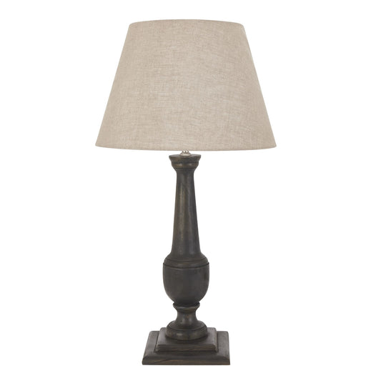 Delaney Grey Goblet Candlestick Lamp With Linen Shade