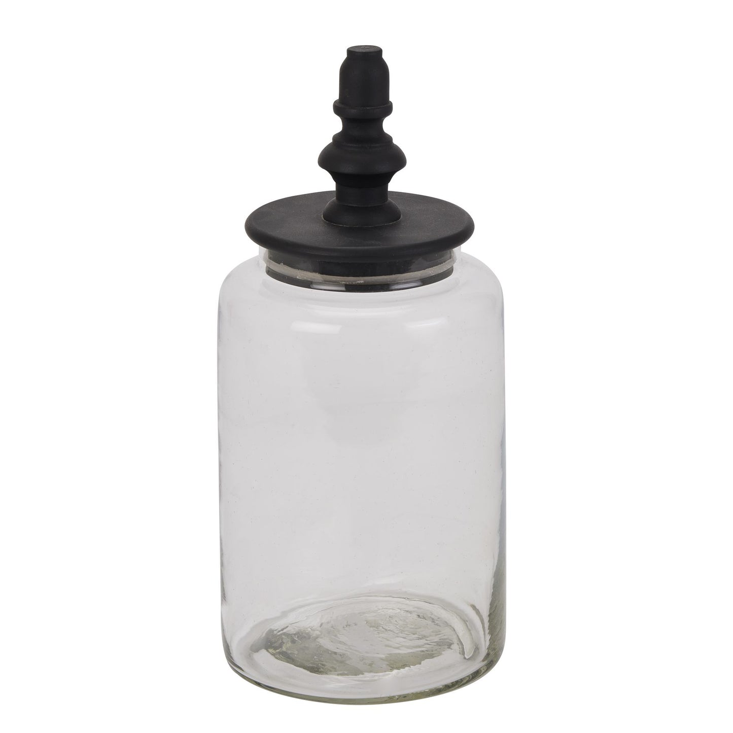 Black Finial Tall Glass Canister