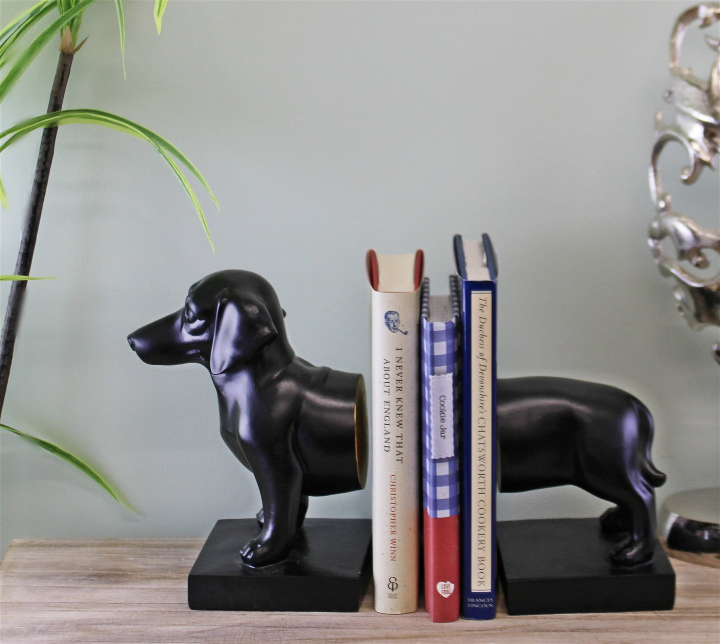 Sausage Dog Bookends, Black Finish