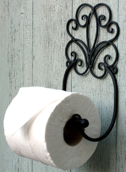 Black Scroll Wall Mounted Toilet Roll Holder