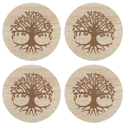 Set of 4 Tree of Life Engraved Coasters