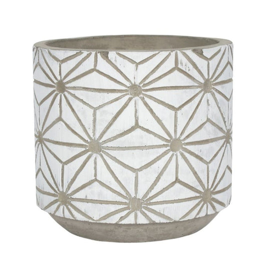 White Geometric Plant Pot