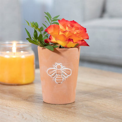 Small Terracotta Single Bee Motif Plant Pot