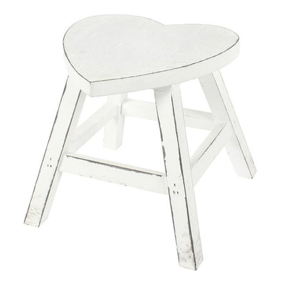 White Shabby Heart Stool