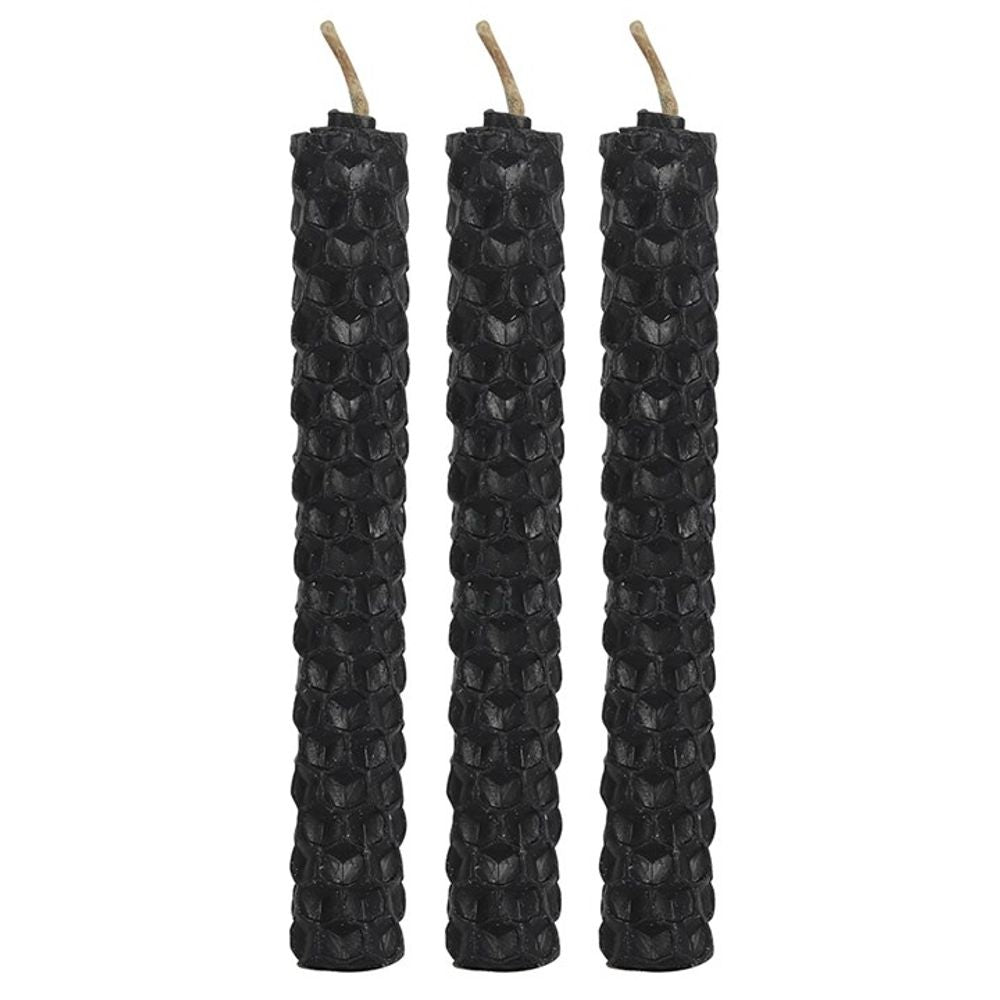 Set of 6 Black Beeswax Spell Candles