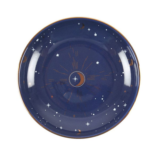 10.5cm Ceramic Blue Crescent Moon Trinket Dish